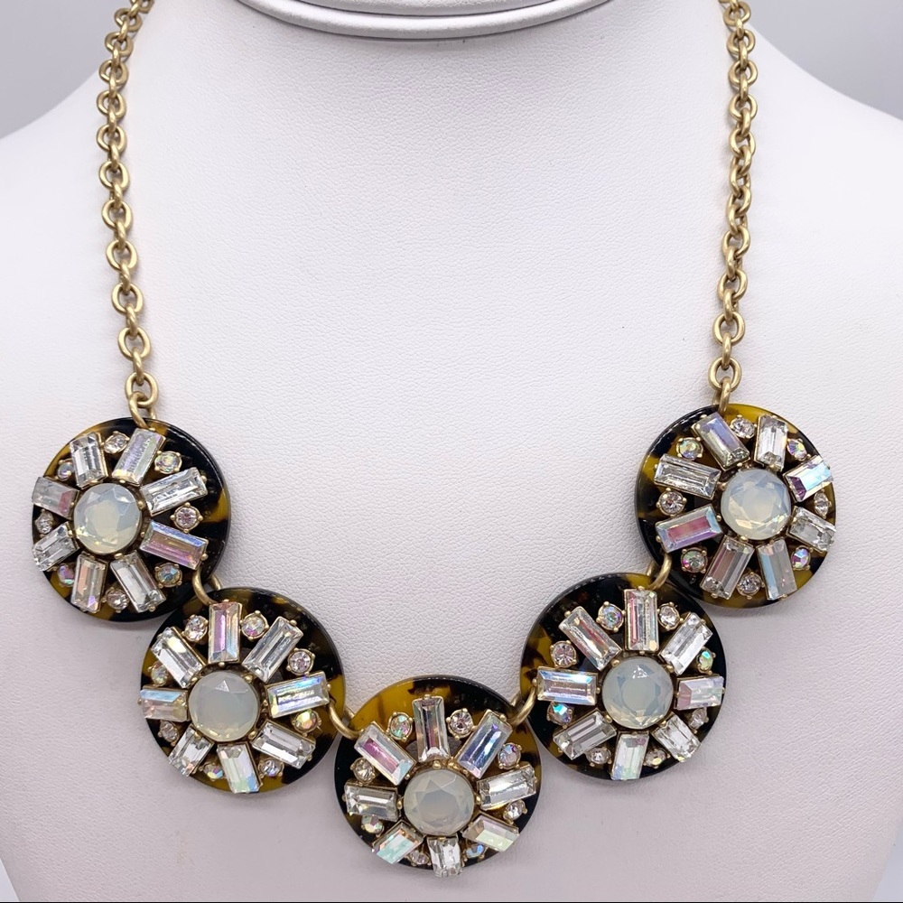 J. Crew Tortoise AB Jeweled Disc Necklace